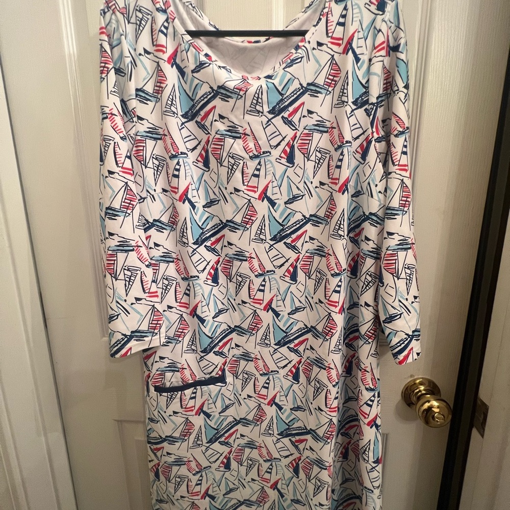 Cabana Life Red and Blue Dolman Sleeve Swim Coverup